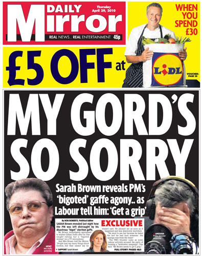 Gordon Brown bigot row: Daily Mirror