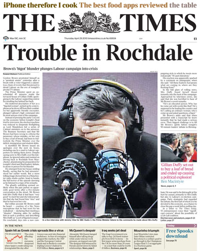 Gordon Brown bigot row: The Times