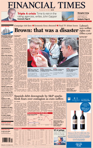 Gordon Brown bigot row: Financial Times
