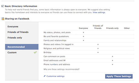 Facebook new privacy settings screen