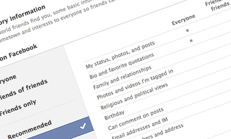 Facebook privacy settings