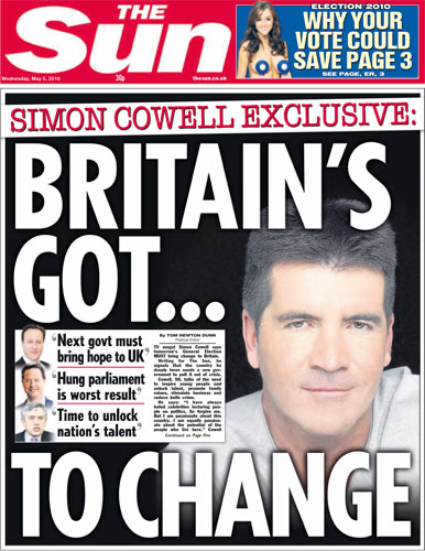 Pre-election front pages: The Sun