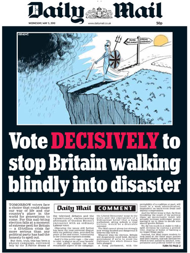 Pre-election front pages: Daily Mail
