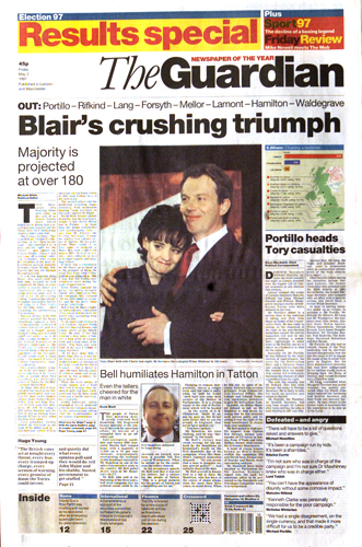 Guardian's 1997 election front page
