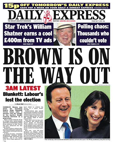 00 Late results splashes: 02 Daily Express London 3rd slip