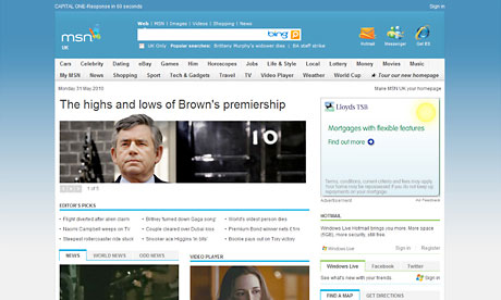 MSN homepage June 2010