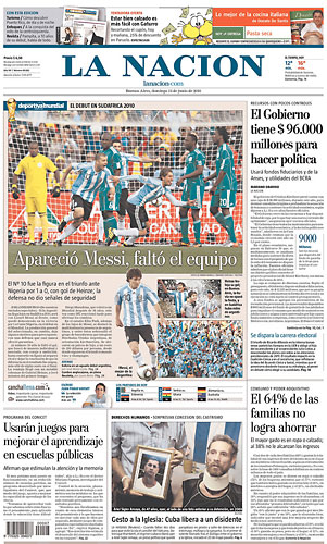 World Cup 2010 pages: La Nacion, Argentina