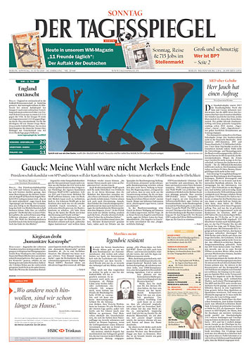World Cup 2010 pages: Der Tagesspiegel, Germany