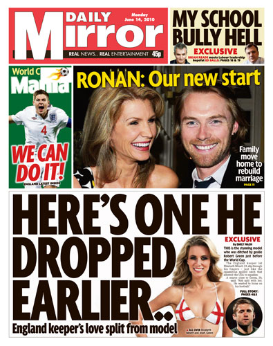 World Cup 2010 pages: Daily Mirror, UK