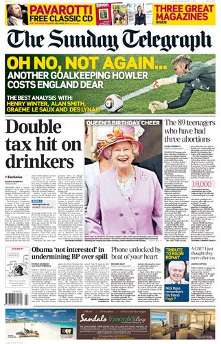 World Cup 2010 pages: Sunday Telegraph, UK