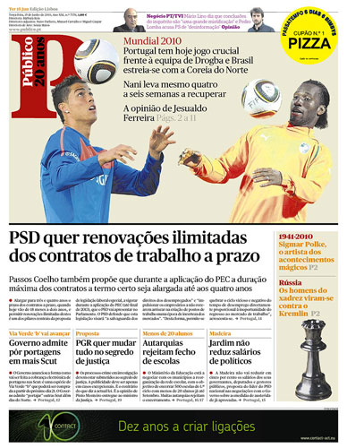World Cup pages: Público, Portugal
