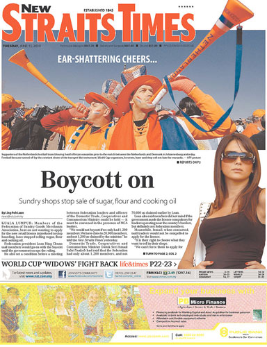 World Cup pages: New Straits Times, Malaysia