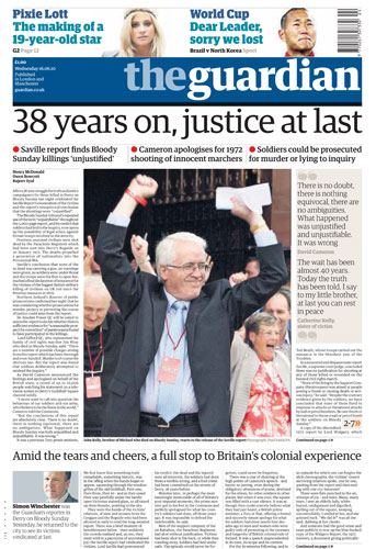 Bloody Sunday front pages: The Guardian