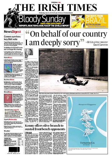 Bloody Sunday front pages: Irish Times