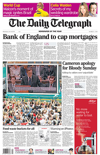 Bloody Sunday front pages: Daily Telegraph