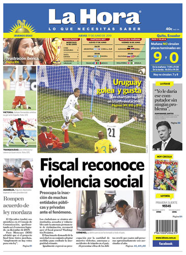 World Cup pages: La Hora, Ecuador
