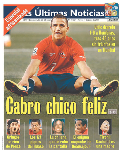World Cup pages: Las Ultimas Noticias, Chile