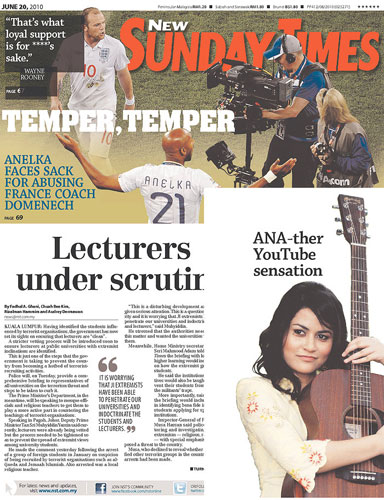 World Cup 2010 pages: New Straits Times, Malaysia