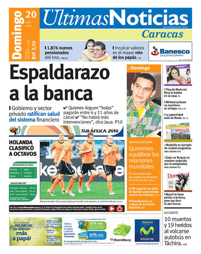 World Cup 2010 pages: Ultimas Noticias, Venezuela