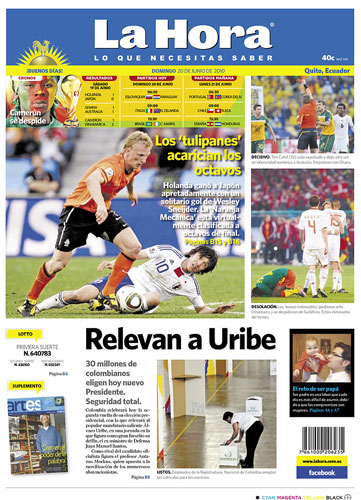World Cup 2010 pages: La Hora, Ecuador