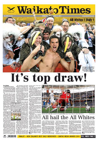 World Cup 2010 pages: Waikato Times, New Zealand