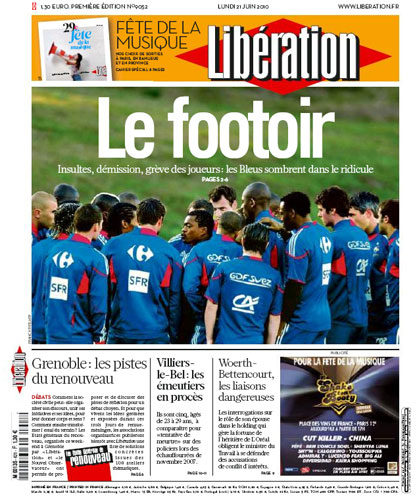 World Cup 2010 pages: Liberation, France