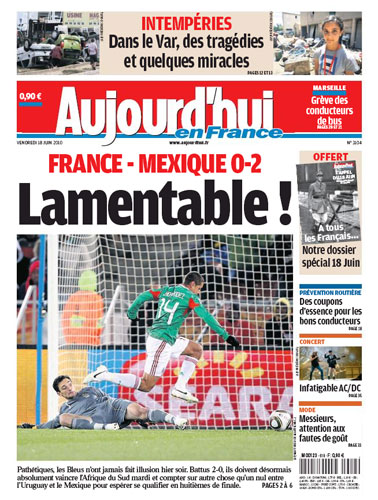 World Cup 2010 pages: Aujourd'hui en France, France