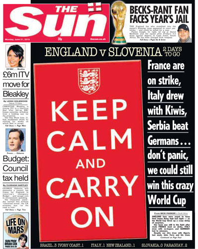 World Cup 2010 pages: The Sun, UK (Monday)