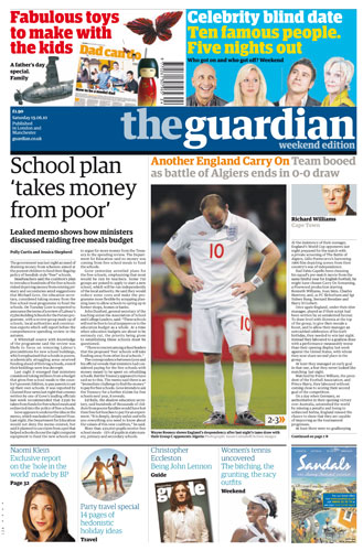 World Cup 2010 pages: The Guardian, UK (Monday)