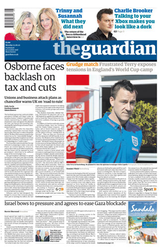 World Cup 2010 pages: The Guardian, UK (Monday)