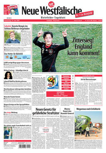 World Cup 2010 pages: Neue Westfälische, Germany