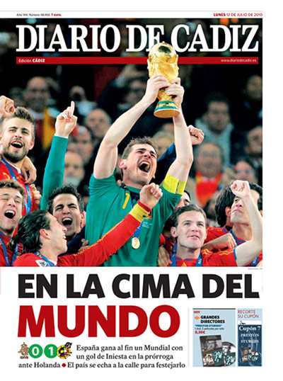 World Cup final pages: Dioario de Cadiz, Spain
