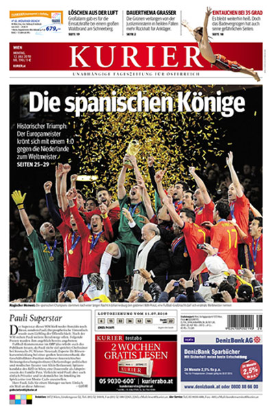 World Cup final pages: Kurier, Austria