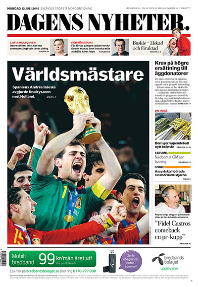 World Cup final pages: Dagens Nyheter, Sweden