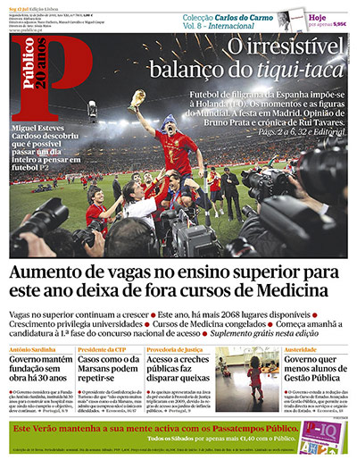 World Cup final pages: Publico, Portugal
