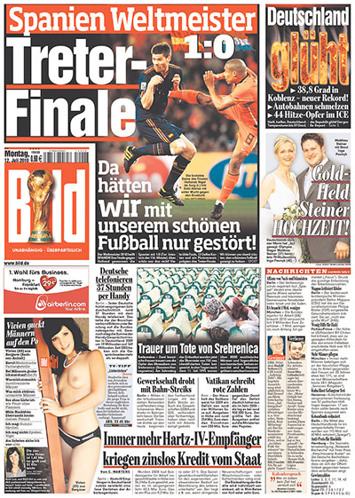 World Cup final pages: Bild, Germany