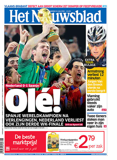 World Cup final pages: Het Niewsblad, Belgium