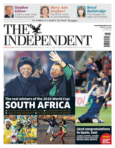 World Cup final pages: The Independent, UK