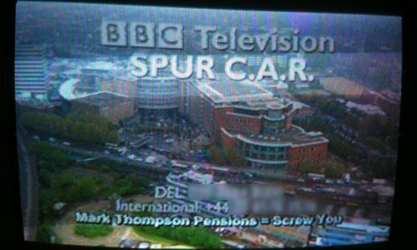 The BBC Gateway system's message for Mark Thompson 