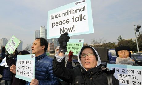South Korean activists call for peace talks at demonstration in Seoul