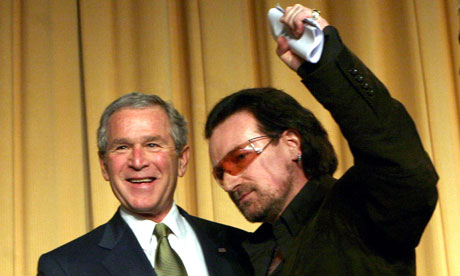 george w bush family. George W Bush and Bono at the