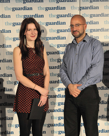 Digital journalist of the year runner-up: Helen Stead, University of Salford, with judge Sunny Hundal