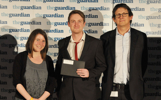 Publication of the year runner-up, Richard Williams, Kingston University with judge Alan Rusbridger