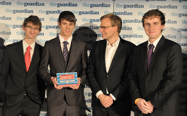 Website of the year: Chris Hutchinson, University of Birmingham, with judge Tom Whitwell