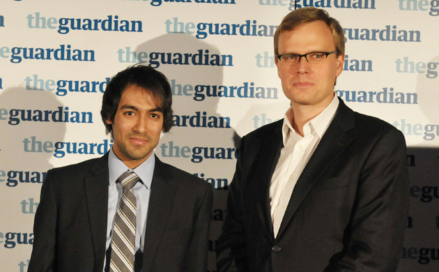 Website of the year runner-up: Siraj Datoo, University of Warwick, with judge Tom Whitwell