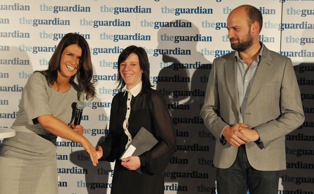 Photographer of the year runner-up: Ibolya Feher, University of the West of England, with judge David Levene