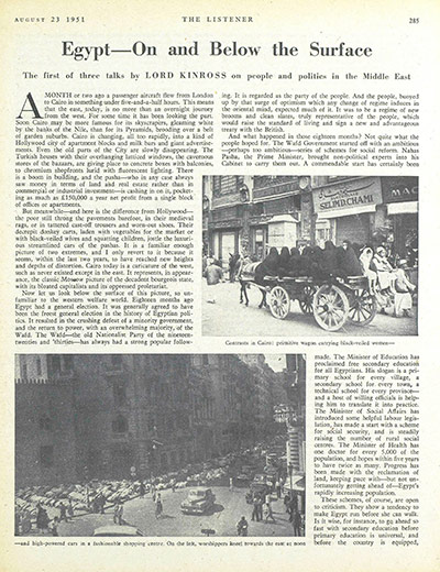 The Listener: Egypt - On and Below the Surface