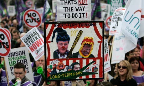 Demonstrators protest against the coalition spending cuts