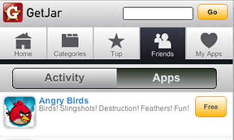 GetJar Friends Apps screen