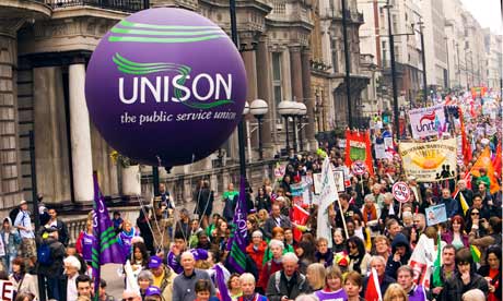 Protesters against public sector cuts